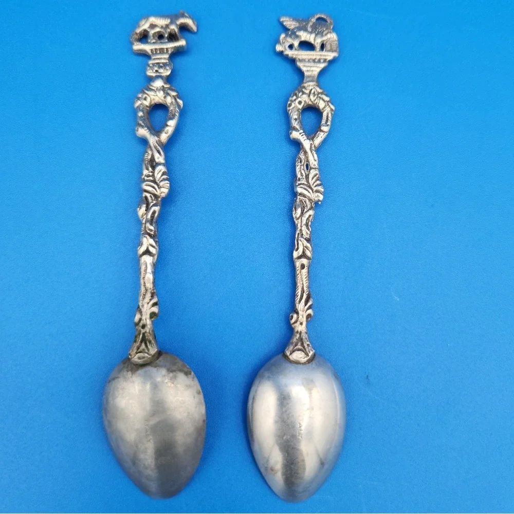 Vintage Italian Demitasse Souvenir Spoons -‎ Winged Lion and Capitoline Wolf
